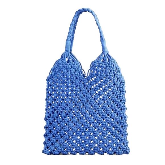 J. Crew Handbags - J.Crew Cadiz Hand-Knotted Rope Tote Bag NWT Brilliant Ocean Blue